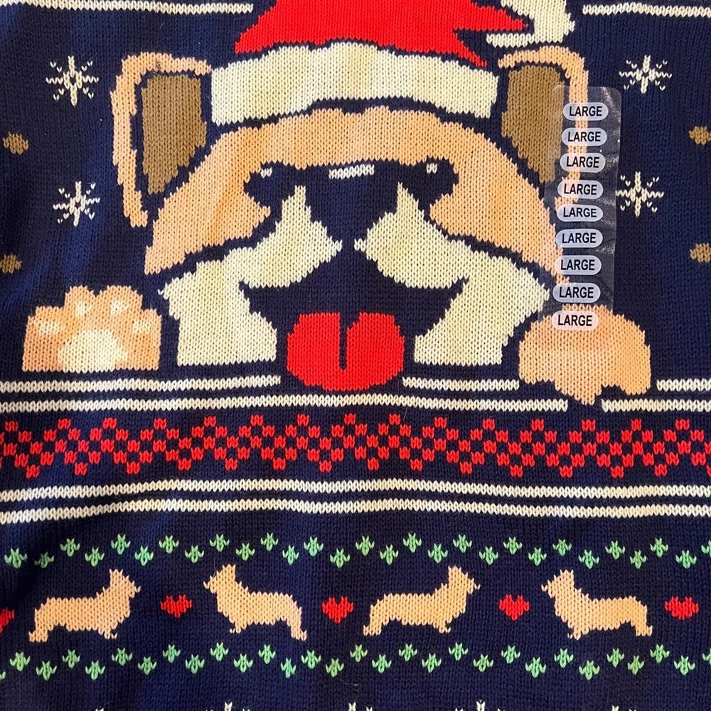 Men's Christmas Ugly Sweater - Navy and Red - Picture 2 of 4
